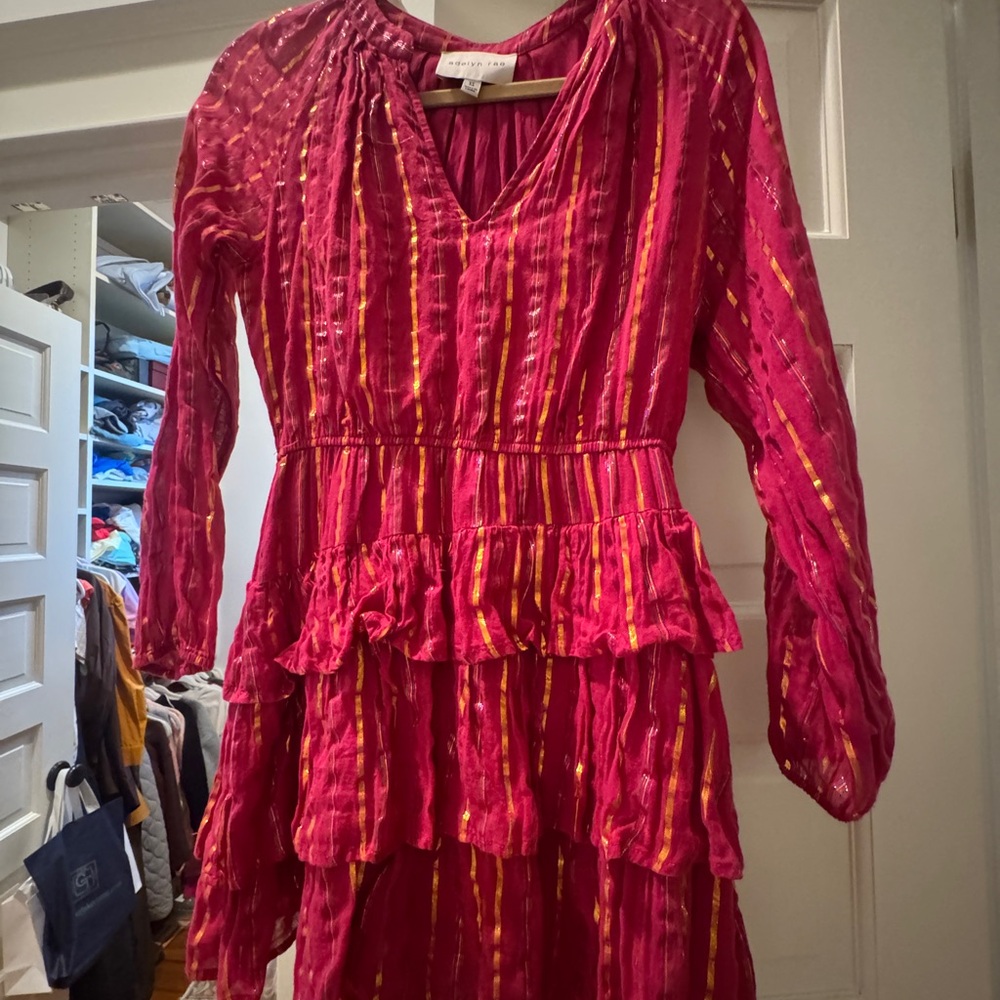 Adelyn Rae Pink and Yellow Ruffle Dress